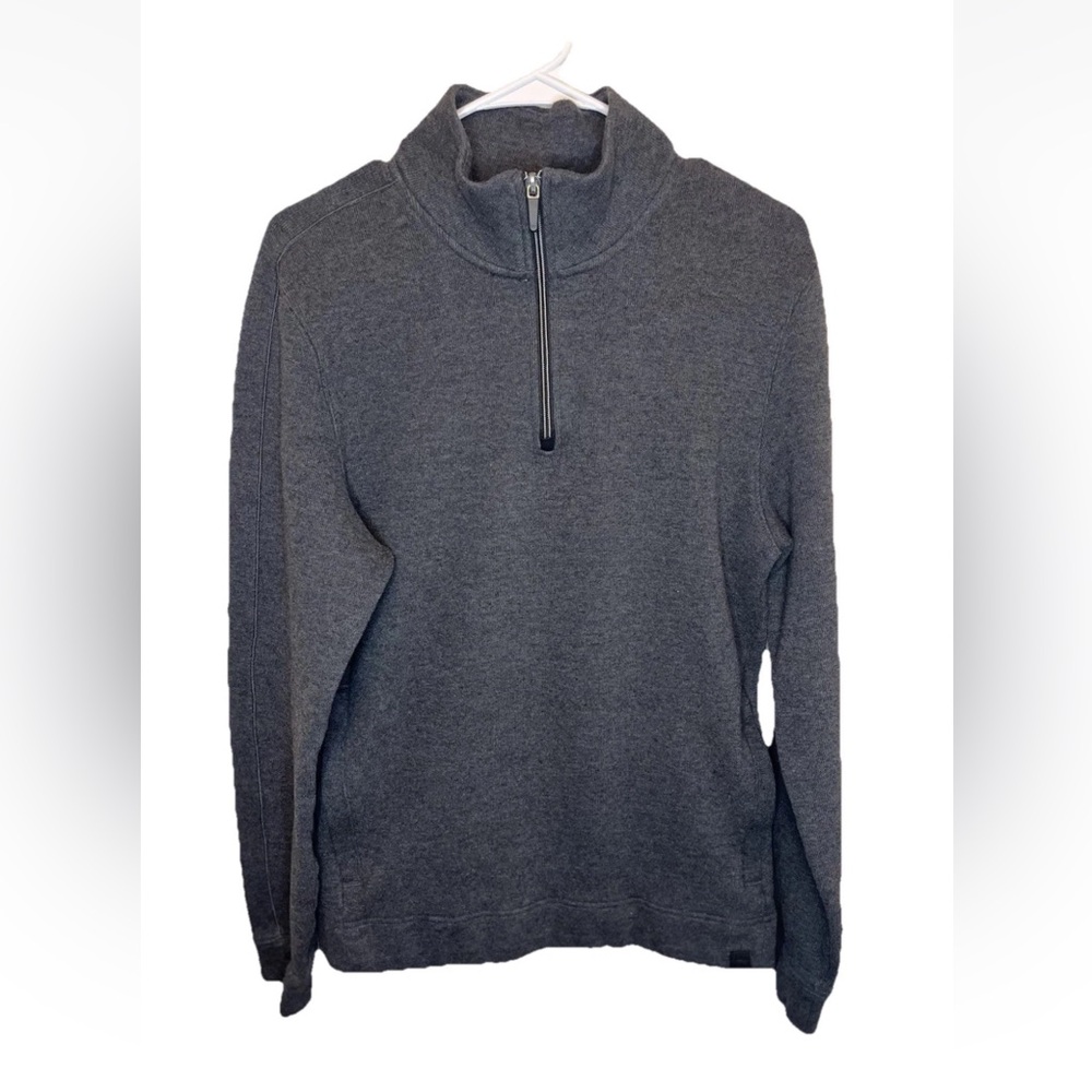 Mack Weldon 1/4 Zip Pullover Sweater Gray Zip Pockets Cotton Men’s Size S EUC